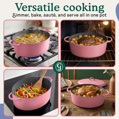 Great Jones Dutchess Cast Iron Dutch Oven Pot With Lid (Taffy) - Large 6.75 Quart Size, Dual Handles - All Stovetop Safe - 500° Dutch Oven For Bread Baking | Dishwasher Friendly