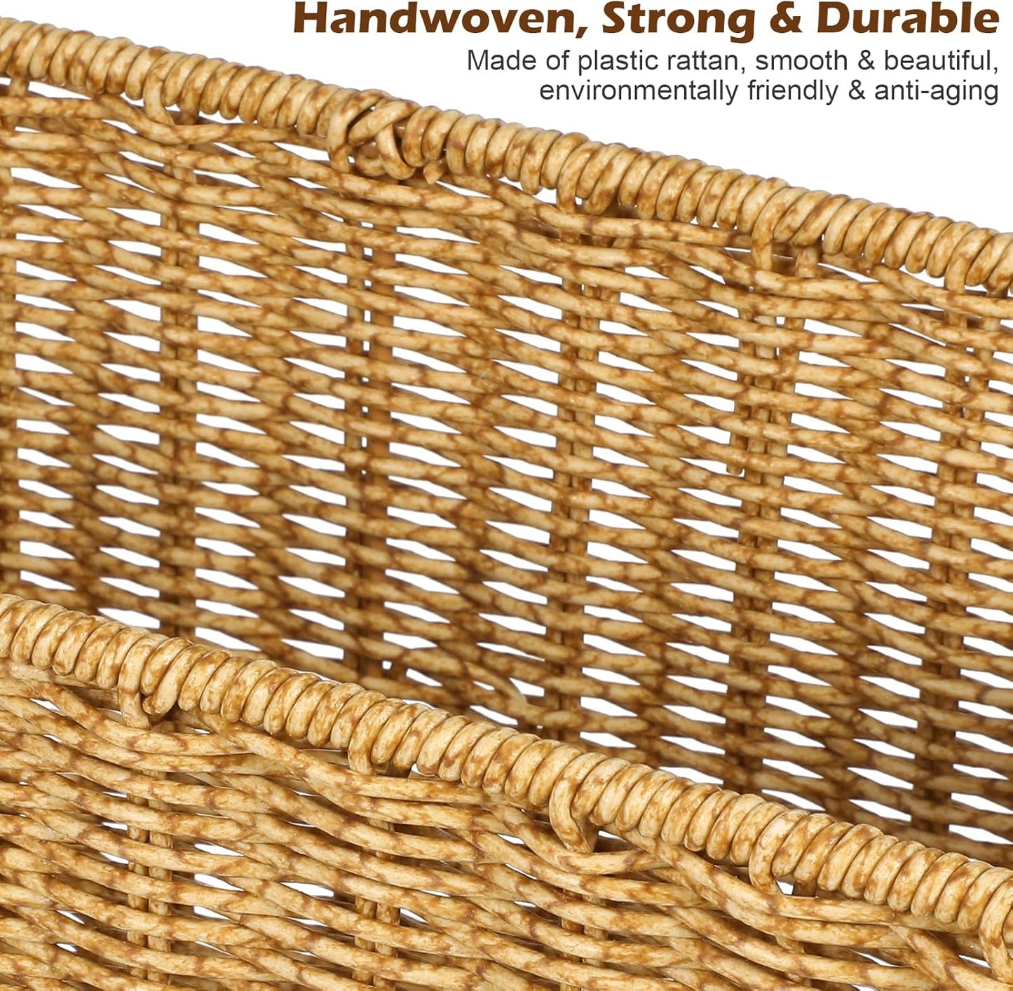 Healeved Woven Seagrass Magazine Basket, Floor Magazine Holder for Books, Newspapers, Tablets