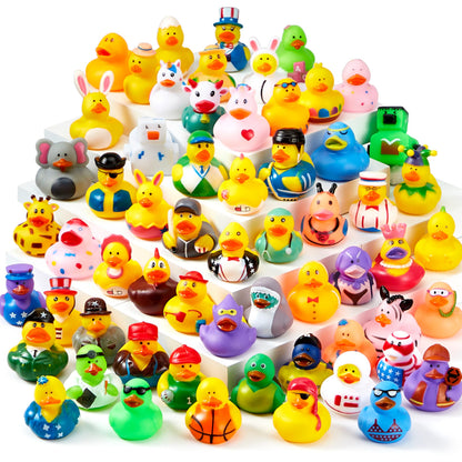 JOYIN 30 Pcs Rubber Ducks, Random Assortment Ducks Bulk with Mesh Carry Bag, Mini Rubber Duckies for Baby Bath Toys, Kids Toddler Summer Pool Toys Birthday Gifts Party Favors