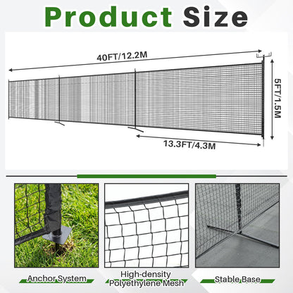 Yoojahow 40 x 5ft Driveway Guard Barricade Net, Heavy Duty Driveway Safety Net, Anti-Tear Remove Defense Netting with Spiral Ground Stakes and Support Poles, Visual Barrier for Playtime Safety (Black)