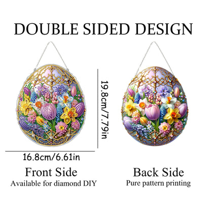 JJFox Easter Egg Flower Diamond Art Hanging Kit for Adult,Special Shaped Rhinestone,DIY Acrylic 5D Diamond Art Painting Window Pendants Home Garden Wall Hanging Kits Hanging Ornament,Double Sided