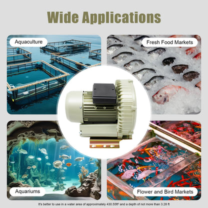 GSHIOIO 370W Air Pump Blower High Pressure Industrial Air Pump Commercial Aquarium Fish Tank Pond Aquaculture Blower Air Oxygen Pump Blower for Oxygen Supply Food Markets/Fish Tanks