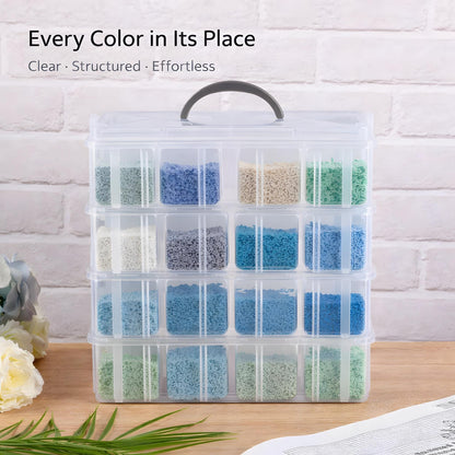 Bead Storage Container, Craft Organizer Box Portable Organizer and Storage Box Stackable Plastic Cases for Bracelet Making DIY Jewelry Nail Charms (4-Tire Bead Organizer)