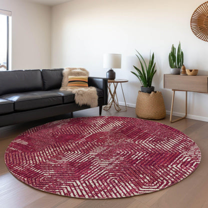 Addison Rugs Mayfield AMF912 Burgundy 8' x 8' Indoor Premium Machine Washable Runner Rug, Silky Soft, Easy Clean, Non Shedding, Bedroom, Living Room, Dining Room, Kitchen, Patio Rug