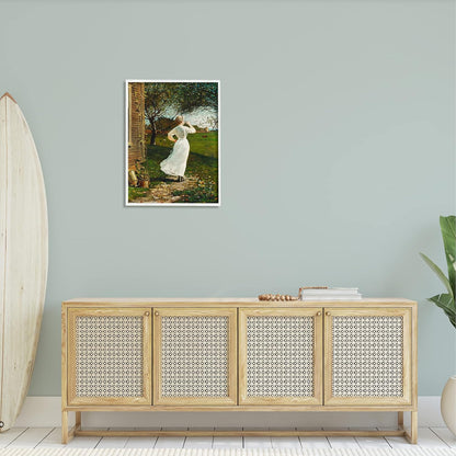 Stupell Industries Classic Woman Instrument Rural Vintage House Painting, White Framed, 24 x 30