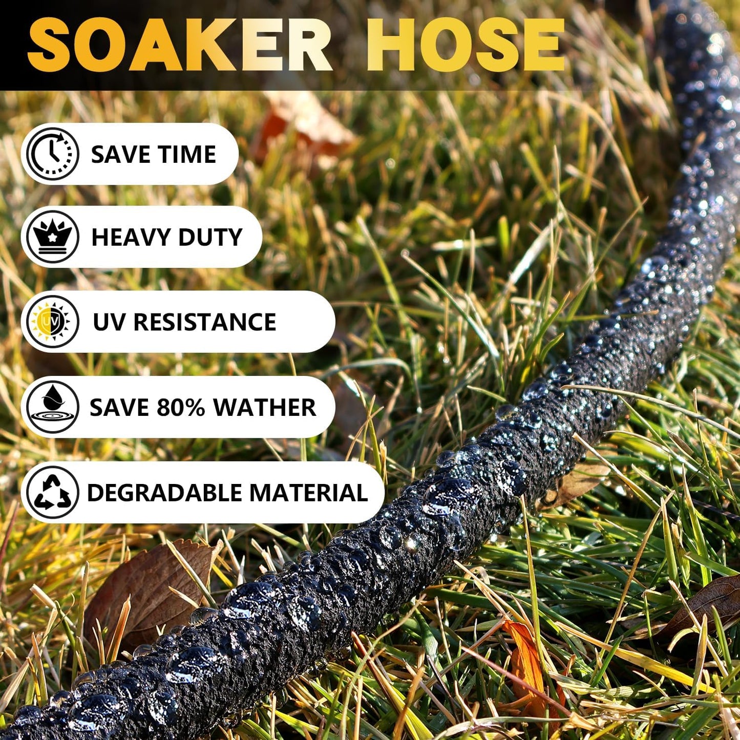 5/8 10 3 Pack, 10 3 Pack Soaker Hose ft Heavy Duty Garden Soaker Hoses with Solid Brass Fitting, Rubber Drip Hose