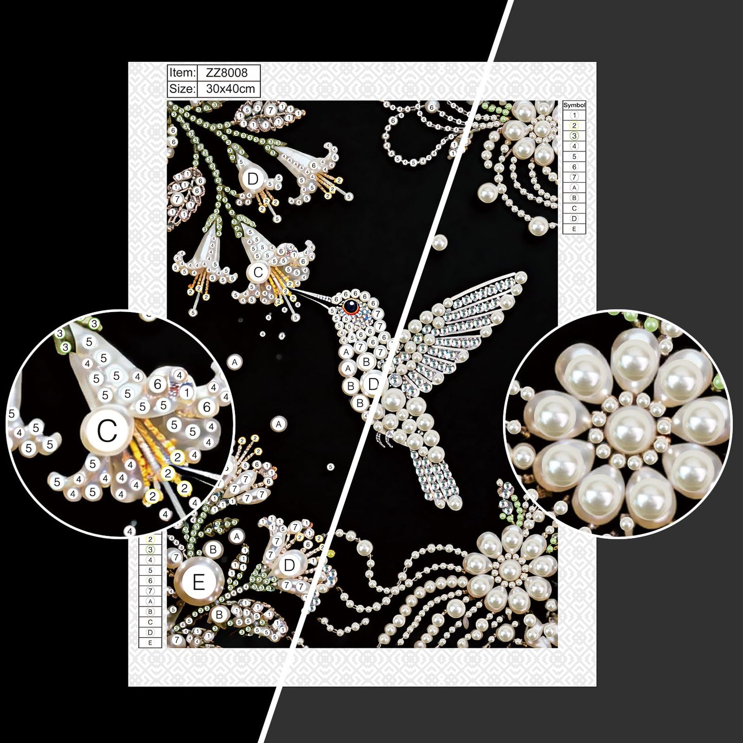 WSLWXSHM Pearl Diamond Painting Kits for Adults Hummingbird, 5D Special Shape Diamond Art Kits for Beginners, Crystal Rhinestones Diamond Painting for Home Wall Decoration Gift 12×16inch, Bird