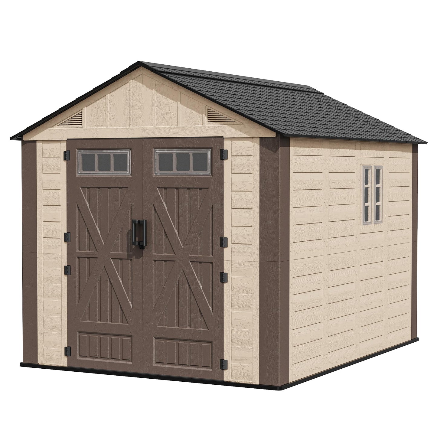 AirWire 8x10 FT Outdoor Resin Storage Shed, Plastic Shed with Floor, Door,Window &Vents, Extra Thick Outdoor Resin Shed for Patio, Backyard, Beige