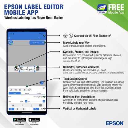 LABELWORKS Epson LW-Z5010PX Industrial Label Maker - Complete Printer Kit with Accessories, PX 147' Bulk Label Rolls, Desktop Printer