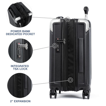 Travelpro Platinum Elite Hardside Expandable Carry on Luggage, 8 Wheel Spinner, TSA Lock, Hard Shell Polycarbonate Suitcase, Shadow Black, Compact Carry on 20-Inch