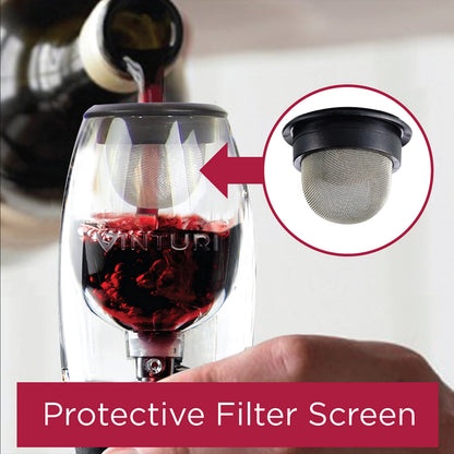 Vinturi Wine Aerator Pourer and Decanter for Red Wines Patented Design Perfectly Aerates Wines By The Glass or Bottle With Distinctive Sound, Includes No-Drip Base & Sediment Screen, Black