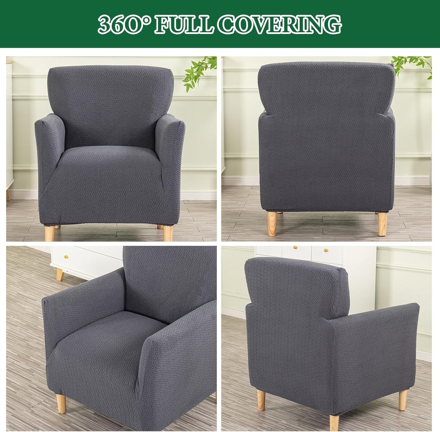 1 Grey,1PC) Stretch Chair Covers with Arms Piece Accent Chair Cover Banquet Armchair Slipcover Ice Patterned Jacquard