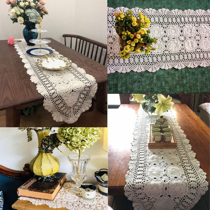 14x36 inch KEPSWET Cotton Handmade Crochet Lace Oval Table Runner Dresser Console Coffee Table TV Stand Decor Black
