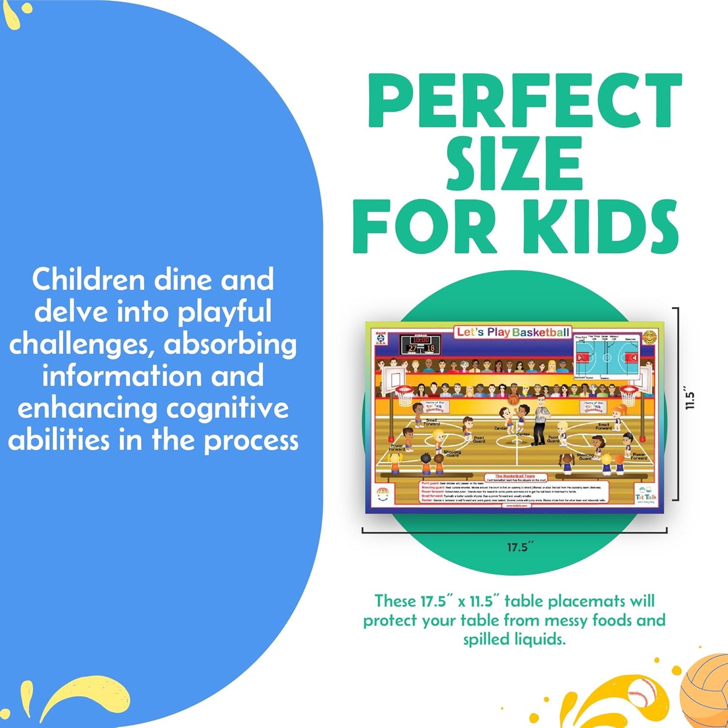 17.5 11.5 Tot Talk Horses and Riding Educational Placemat for Kids Made in USA Durable, Double-Sided, Placemat
