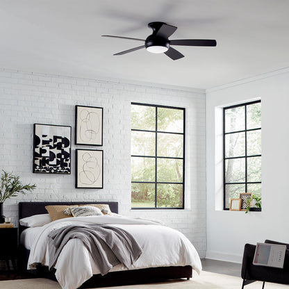 WAC Lighting F-034L-MW Odyssey 44" Hugger Ceiling Fan with LED Lights & Remote, Matte White