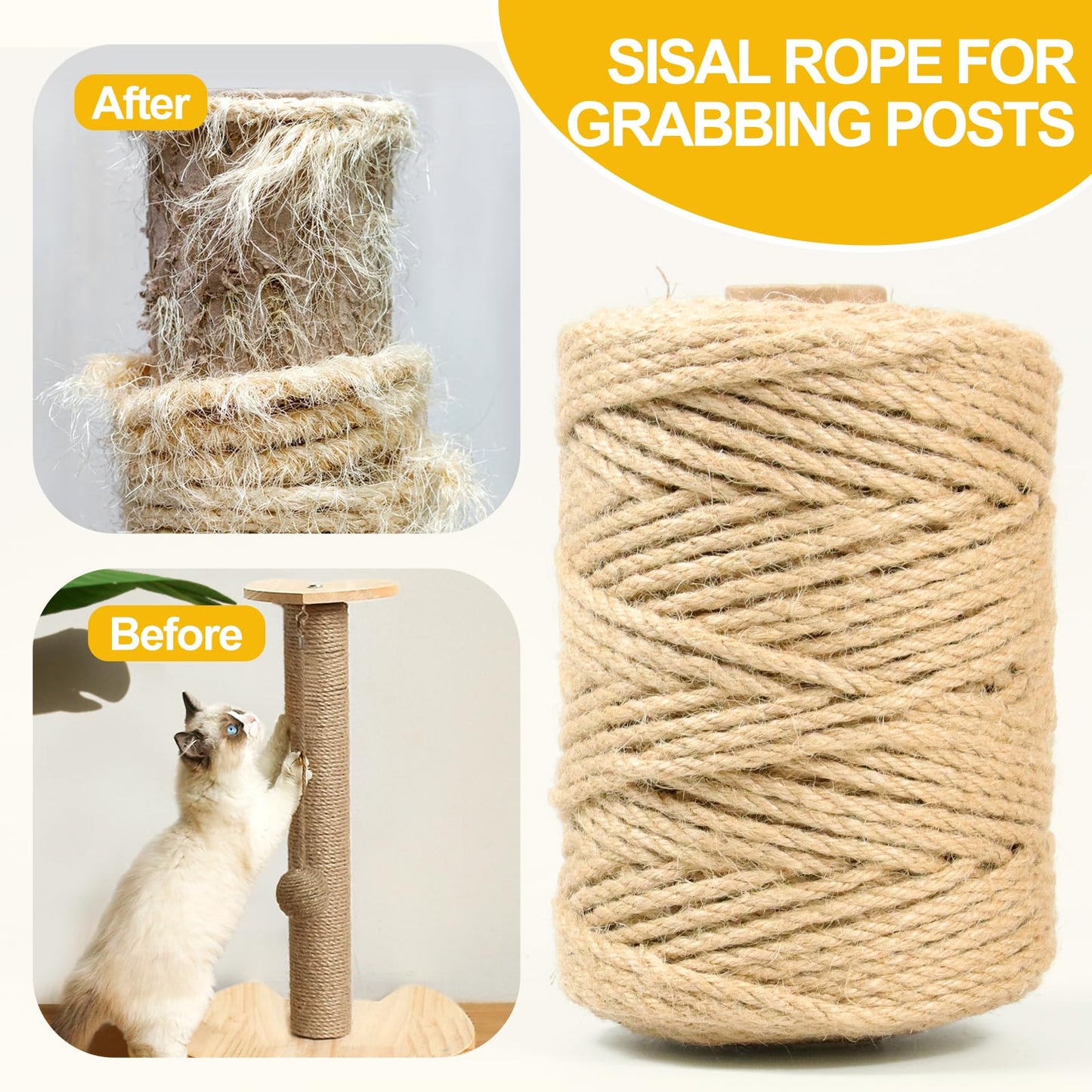 Jute Twine String - 328ft Eco-Friendly 5mm Natural Cord for Crafts, Packaging & Cat Scratchers | Heavy-Duty Rope for Garden Tying, Gift Wrapping & DIY Decor