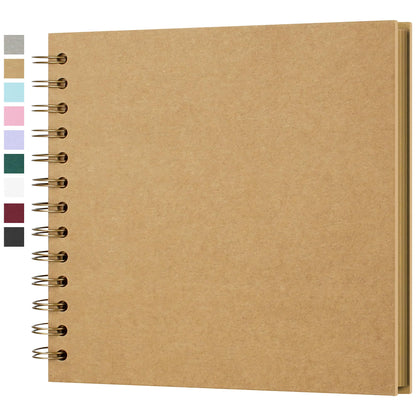 Yopih 7x7 Inch DIY Scrapbook Photo Album, Hardcover Kraft Paper Acid-Free, 20 Sheets (40 Pages), Lay Flat & Cover Customizable Memory Book for Weddings Anniversaries Guest Book Baby Family Travel