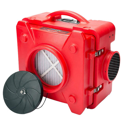 BlueDri Air Shield 550 HEPA Air Scrubber, Water Damage Restoration Equipment Air Purifier, Covers 1400 Sq. Ft, Daisy Chain Capable, For Commercial Use, Red, BD-AS-550