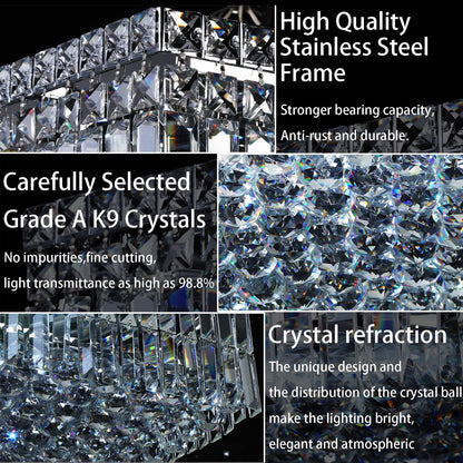 CEENLI 12-Lights Modern Flush Mount Ceiling Light Fixtures,Elegant Crystal Chandelier Pendant Ceiling Lamp for Bedroom,Living Room,Dining Room,Hallway H5.9 x W20 x L20 (Bulbs Not Included) Square