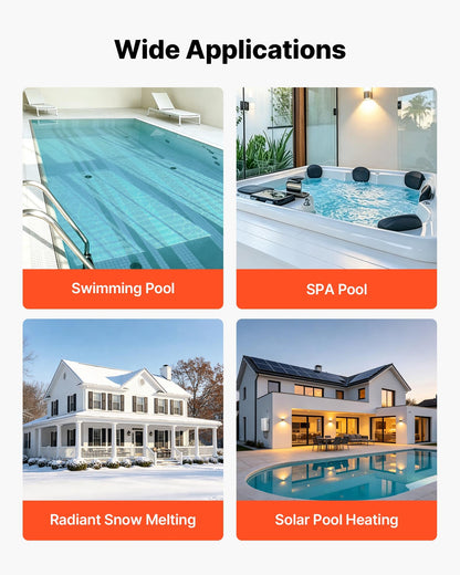 VEVOR Pool Heat Exchanger, 360K BTU Swimming Pool Heater Exchanger, 316L Stainless Steel Construction, High Efficiency Water to Water Transfer Heating System for Spa, Hot Tub, Indoor/Outdoor, Silver