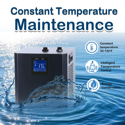 YAKUST 79 Gallon Aquarium Chiller, Fish Tank Chiller,1/3 HP Active Aqua Chiller for Axolotl, Aquarium Cooler with LED Display, Pipe, Water Pump, Remote Control