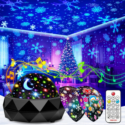 15 15 3 PIKOY Night Light Projector for Kids Room - Colors, White Noise, Films, Remote - Rechargeable Star Lights