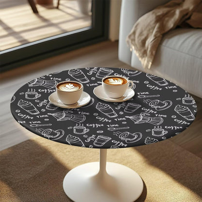 24 24 Inch x Cocktail Table Topper Covers Small Round Table Cloth with Elastic Fit Washable Table Cloth Decorative
