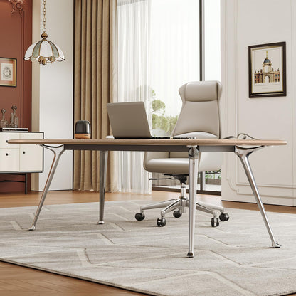 MesaSync 60-Inch Executive Desk, Wooden Office Computer Desk with USB Ports, Large Modern Writing Table, Workstation Business Furniture Minimalist Style for Home Office (Light Brown, 60 Inch)