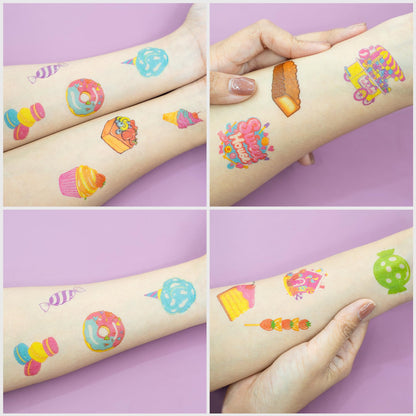 96 PCS Pre-Cut Candy Temporary Tattoos for Kids Birthday Party Favors