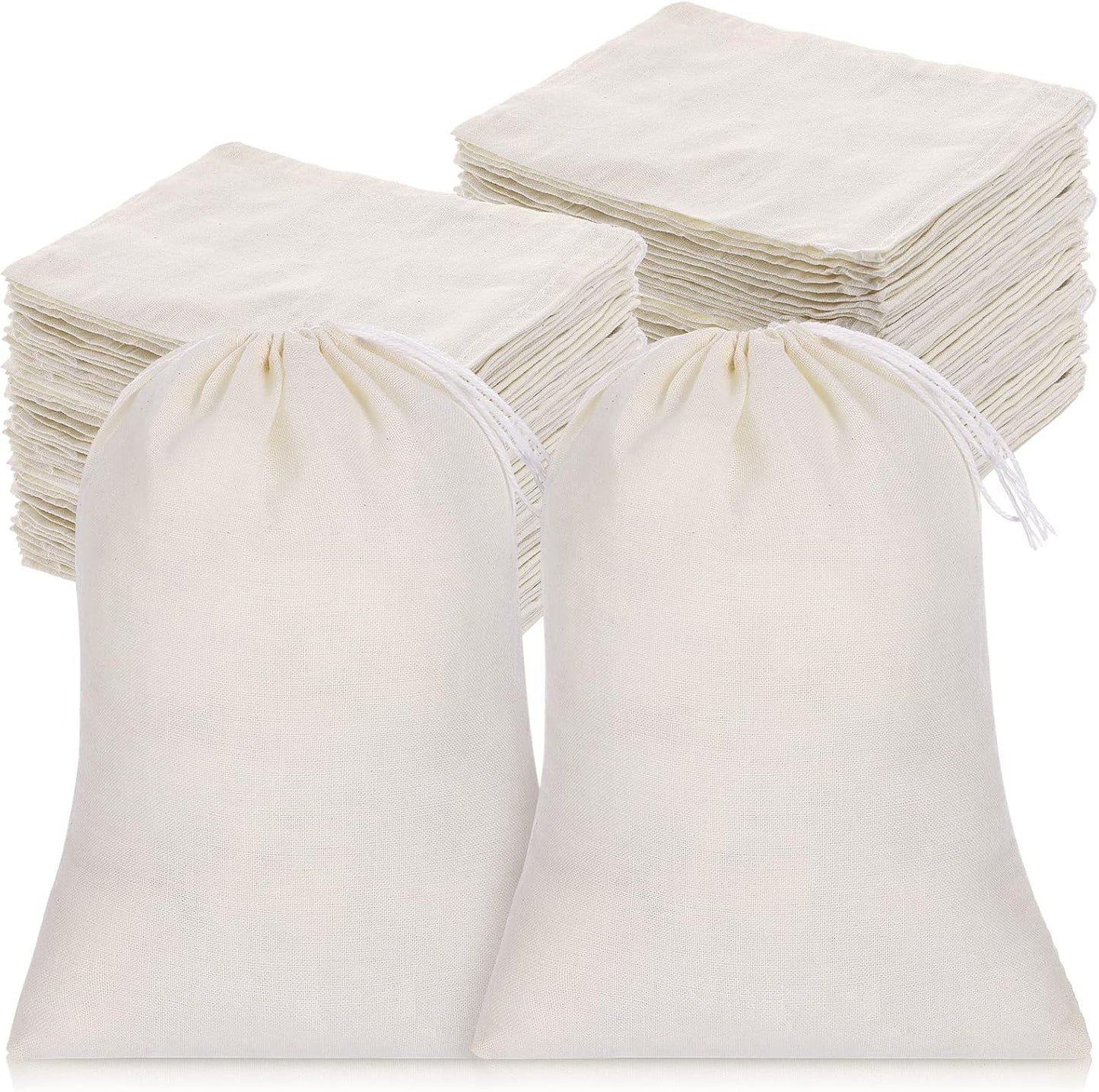 200 Pack Tatuo Muslin Bags Burlap Drawstring sachet Bags Multipurpose Canvas Linen Pouch for Tea Jewelry Wedding Party