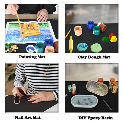 Sapid 2Pcs Thick Silicone Mat for Crafts, Nonstick Silicon Sheet for Epoxy Resin, Jewelry Mold Casting, Art Painting Mats, Food Grade Pastry Mat, Heat- Resistance Placemats (20"×27.9", Black)