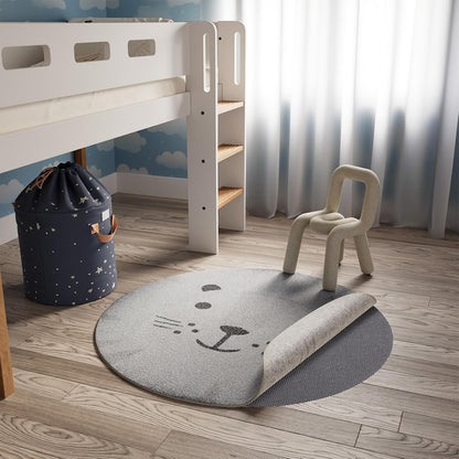 Veken Non-Slip Rug Pad Gripper - 4 Ft Thick Dark Grey Circle Mat for Hardwood & Tile Floors