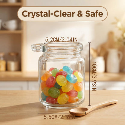 8Pcs Bath Salt Container 8.5oz/250ml Glass Jars with Lids and Spoon Bath Salt Jar Reusable Thick Glass Storage Storage Containers with Spoon for Home Kitchen Keeps Food Oats Candy