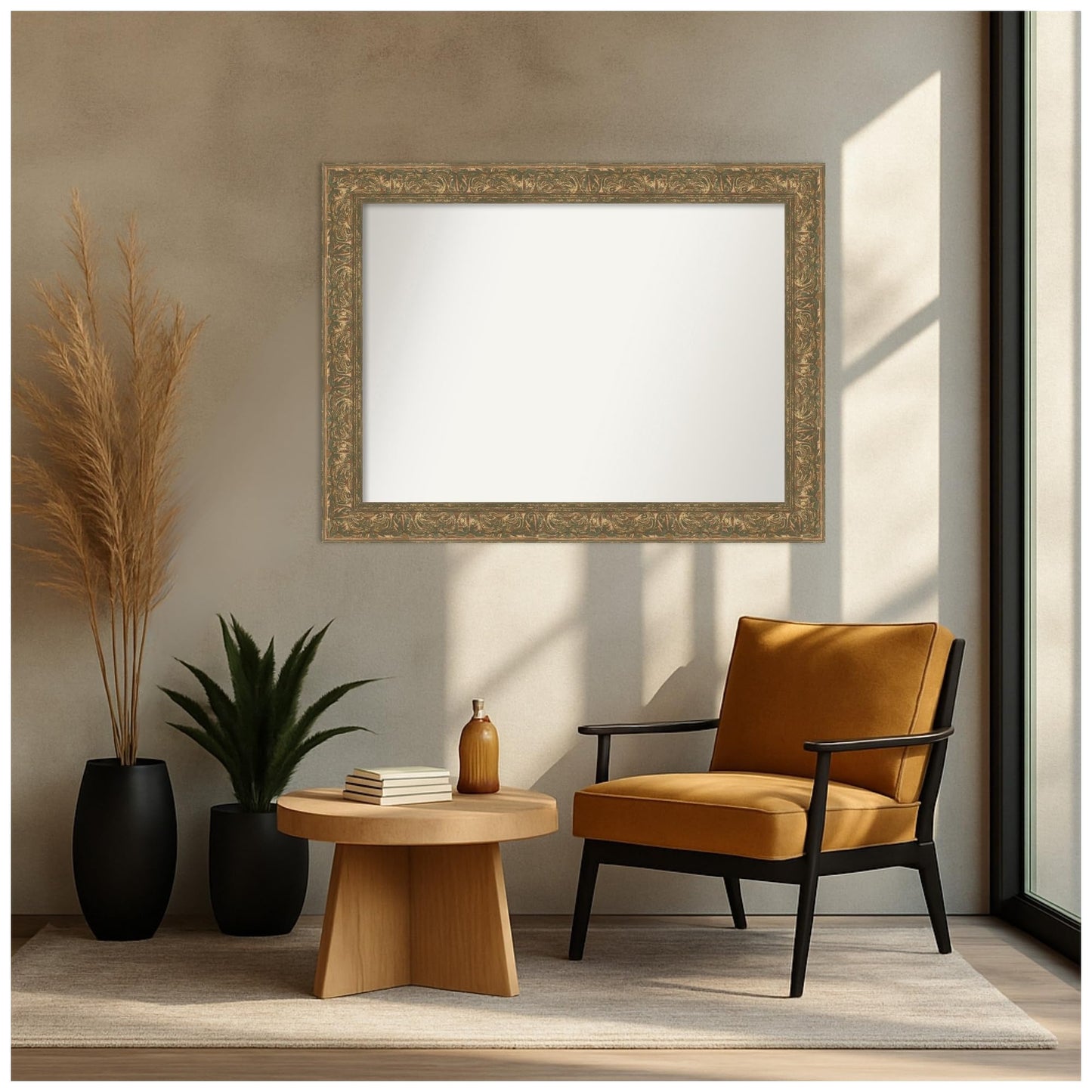 Amanti Art Bronze Wall Mirror 34x45 Luxe Bronze Gold Rectangle Bathroom Mirror for Wall Decor Living Room, X-Large Traditional Frame, Hangs Horizonally and Vertically, Bathroom Decor, Non-Beveled Edge