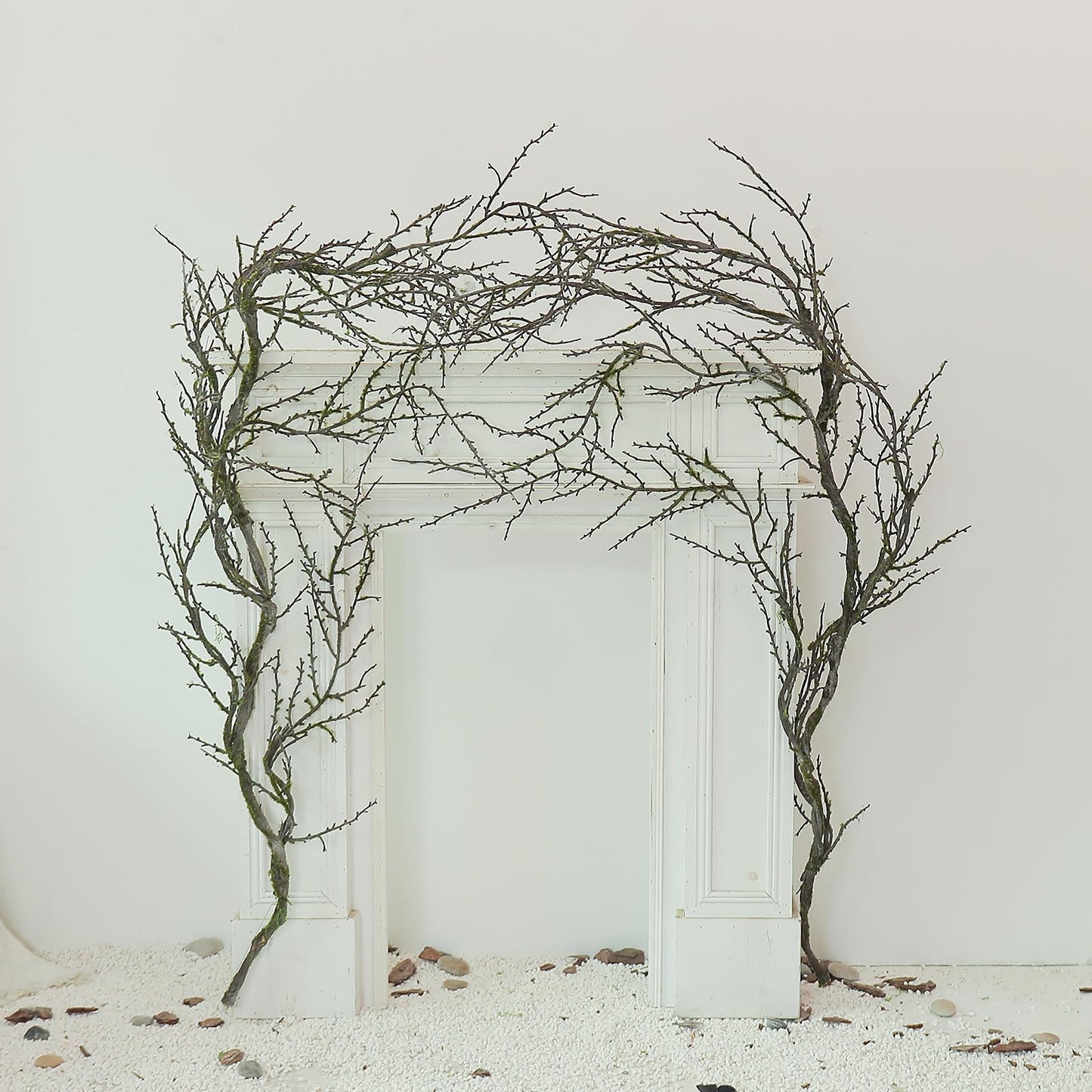 74.8inch Long Malleable Black Halloween Tree Weeping Branches Twigs Greenery Garland Hanging Moss Faux Ghost Grape Vine for Haunted Forest Outdoor Mantel Fireplace Porch Arch Stairway Yules Decor (2)