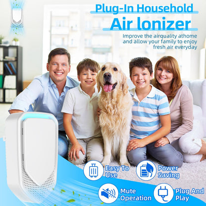 2026 Upgraded Air Ionizers for Home Negative Ion Air Purifier Plug In Quiet Air Ionizers for Dust Mites, Odor, Smoke Dust, Pets, Portable Air Cleaner for Bedroom, Kitchen, Office, 8 Pack