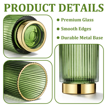 IMengjbang 2 Pack Glass Makeup Brush Holder Organizer, Crystal Glass Toothbrush Holders, Desk Pen Pencil Holder, Multifunctional Vintage Brush Cup for Desk Vanity Bathroom Bedroom