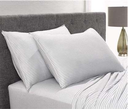 Pure Bamboo Twin Sheets - Luxuriously Soft 100% Organic Viscose Bed Sheet Set | Cooling Stripes, 2-Year Quality Promise