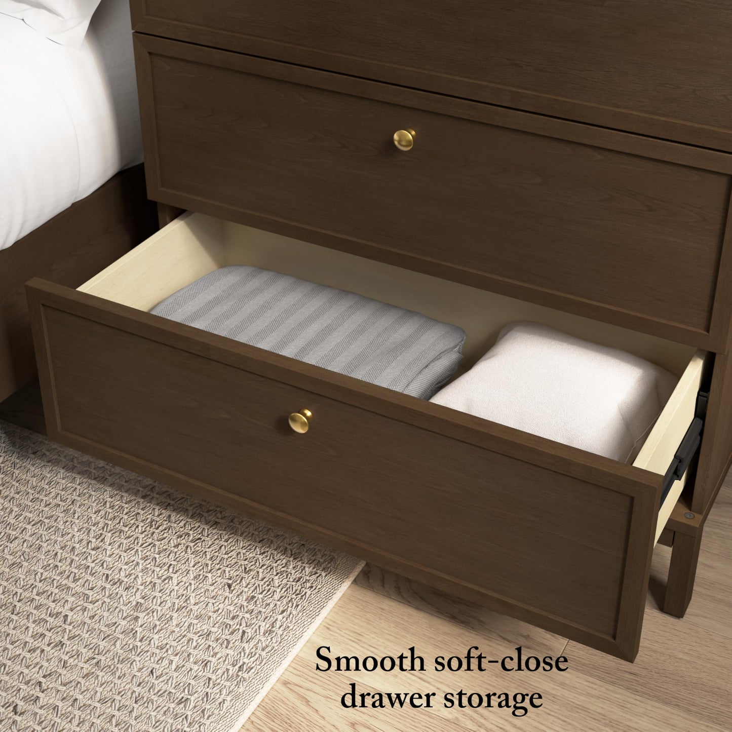Bush Home 3 Drawer Dresser, Chest of Drawers Storage Organizer for Bedroom and Nursery Organization, Avery Collection, Chocolate Birch