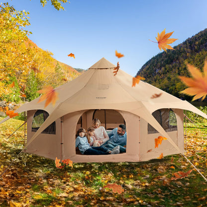 VEVOR Canvas Tent, 4 Seasons 5 m/16.4 ft Bell Tent, for Camping with Stove Jack, Family Camping Outdoor Hunting Party