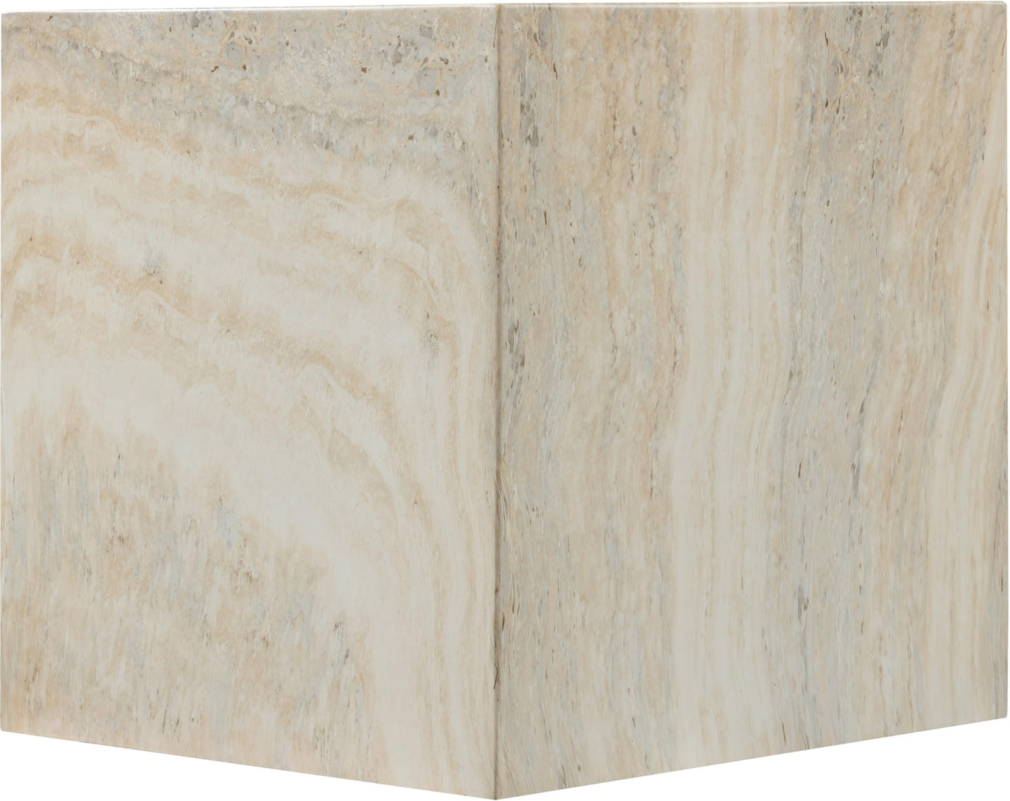 Meridian Furniture 99029Travertine-ET Piazza Collection Art Deco Indoor/Outdoor Concrete End Table with Travertine Finish, 16" W x 16" D x 16" H, Travertine