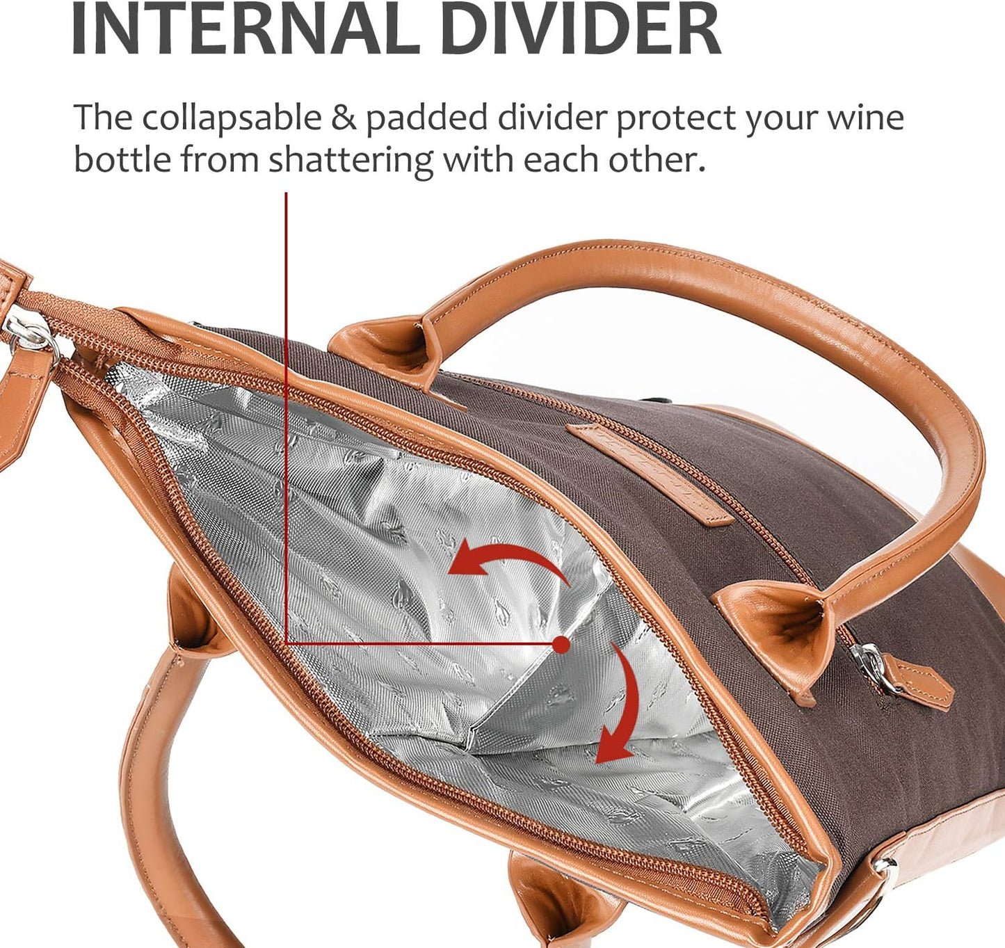 Tirrinia Insulated Wine Gift Carrier Tote - Padded 2 Bottle Wine/Champagne Cooler Bag for Portable Carrying, Gift for