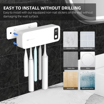 200s 400s 2200mAh UV Toothbrush sanitiizer and Holder, Strong Saniti zer Air Drying, and Timed Toothbrush Case