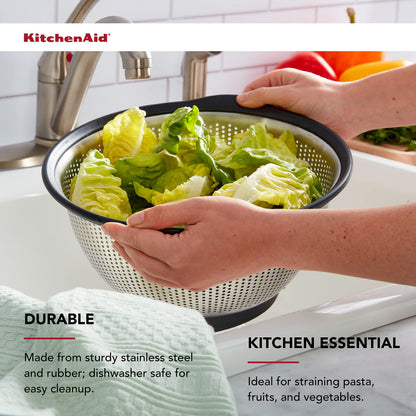 KitchenAid Stainless Steel Colander, 5 Quart, Black