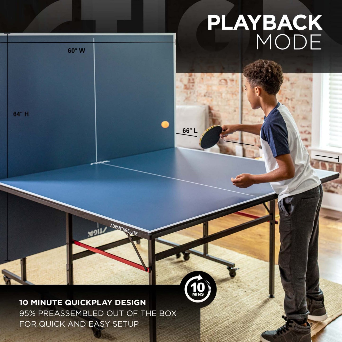 STIGA Advantage Series Indoor Ping Pong Table, Foldable Table Tennis Table - 12, 15, 18, and 25mm Tabletops - Quickplay 10 Minute Assembly - Playback Mode - Recreational- to Tournament-Level