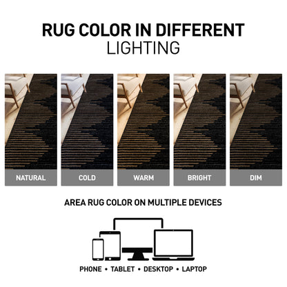 Rugshop Bohemian Stripe Stain Resistant High Traffic Living Room Kitchen Bedroom Dining Home Office Area Rug 7'10" x 10' Camel
