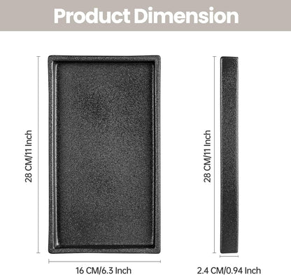 Bathroom Vanity Tray, Black Ceramic Organizer Tray for Counter, Rectangle Soap Dispenser Tray for Bathroom and Kitchen