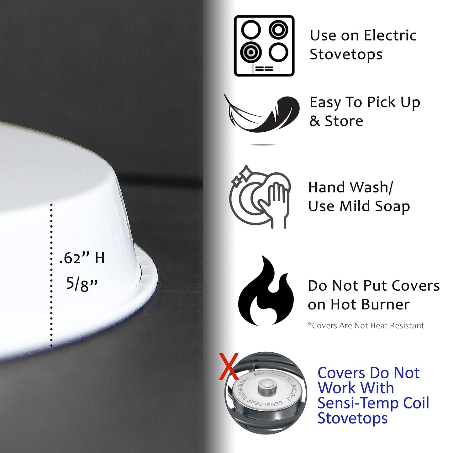 Reston Lloyd, Burner Covers For Electric Stovetop, Decorative Lightweight Tin Covers, Set of 4 (2-8 inch & 2-10 inch), Conceals Messy Drip Pans, Chef