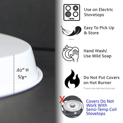 Reston Lloyd, Burner Covers For Electric Stovetop, Decorative Lightweight Tin Covers, Set of 4 (2-8 inch & 2-10 inch), Conceals Messy Drip Pans, Chef