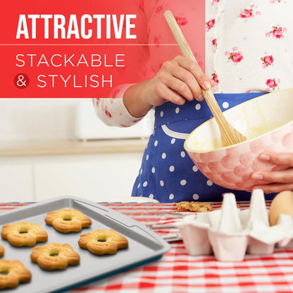 Bakken Swiss Cookie Sheet 3 Piece Set - Non-Stick Stackable Baking Pans with Deluxe Ceramic Coating